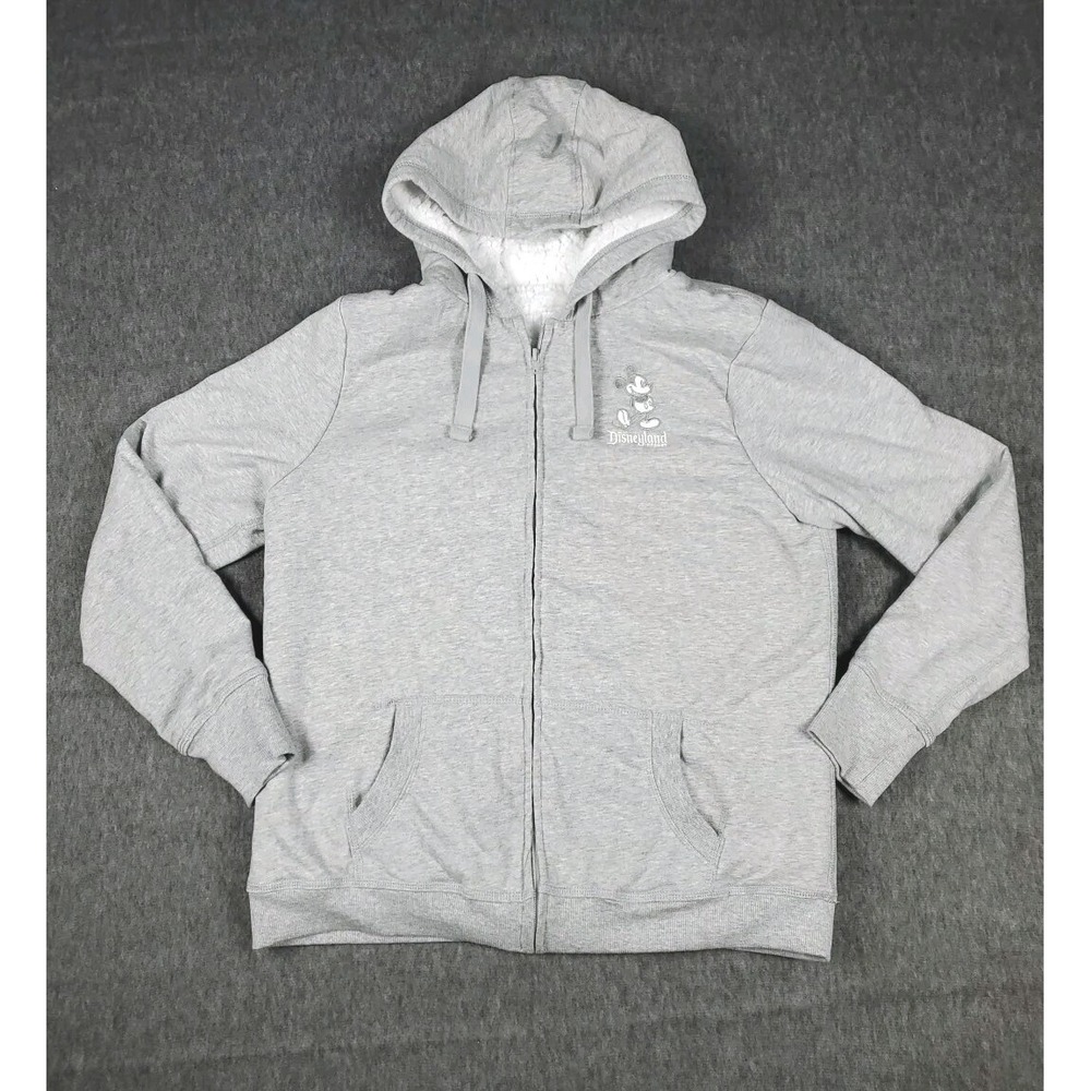 Disney Jacket Womens Large Gray Sherpa Lined Full Zip Walt Disney Resorts Mickey